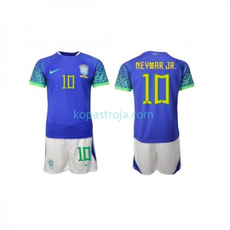 Billiga Fotbollströjor Brasilien Neymar JR 10 Barn Borta tröja WM 2022 Kortärmad
